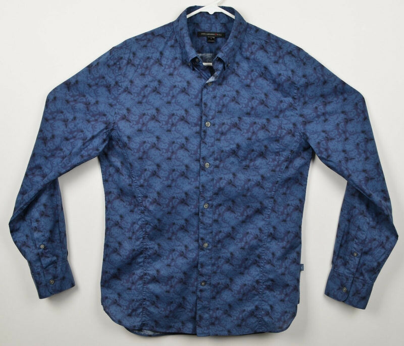 John Varvatos USA Men's Small Blue Swirl Geometric Fitted Button-Down Shirt