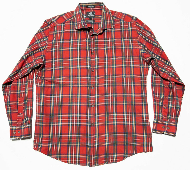 Viyella Men's Large Cotton Wool Blend Red Tartan Plaid Button Flannel Shirt