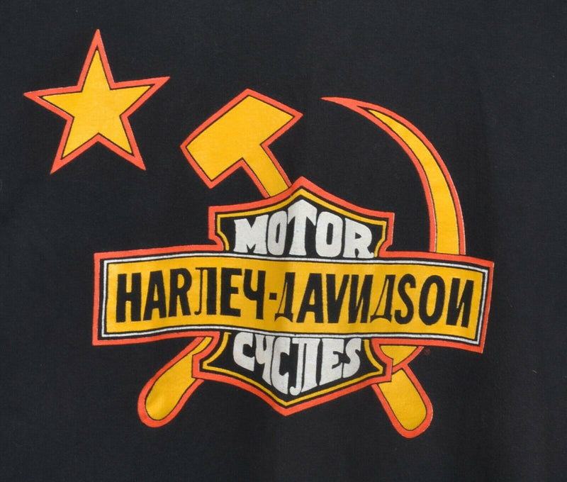 Vtg 90s Harley-Davidson Mens Sz Medium Hammer Sickle USSR Russia Siberia T-Shirt