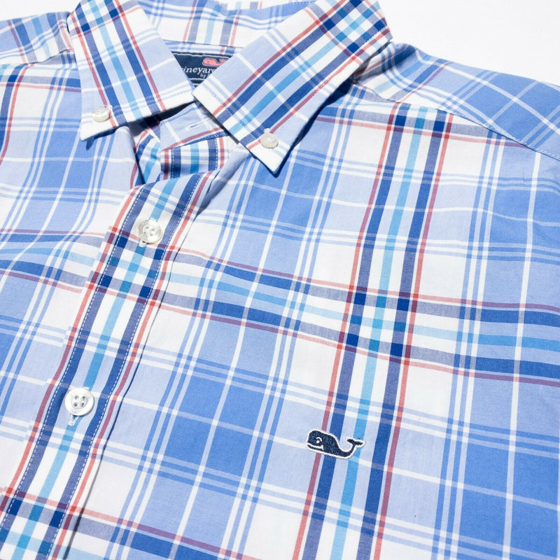 Vineyard Vines Whale Shirt Blue Plaid Button-Down Preppy Men's Medium Slim Fit