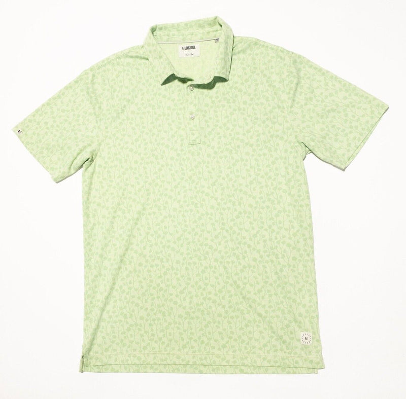 Linksoul Polo Large Men's Shirt Floral Green Polyester Blend Golf Tempus Fugit