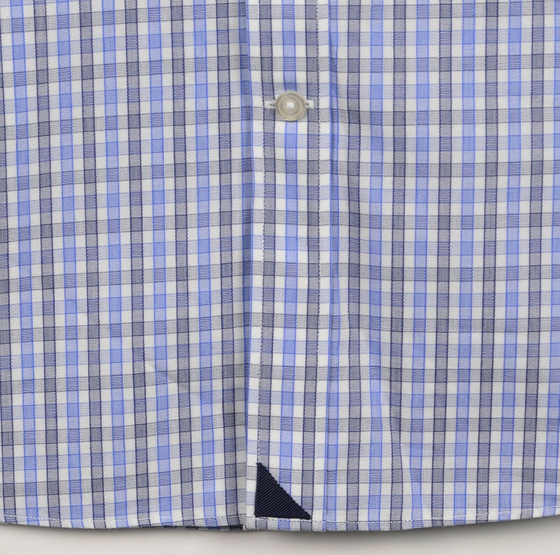 UNTUCKit Wrinkle Free Men's XL Blue Plaid Check Button-Front Short Sleeve Shirt