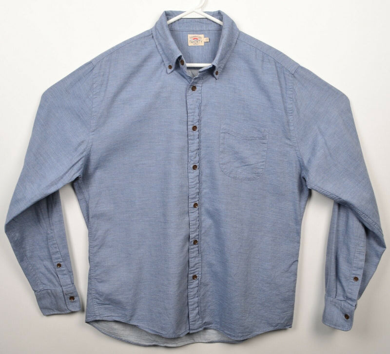 Faherty Brand Men's Large Solid Blue Long Sleeve Button-Down Flannel Shirt