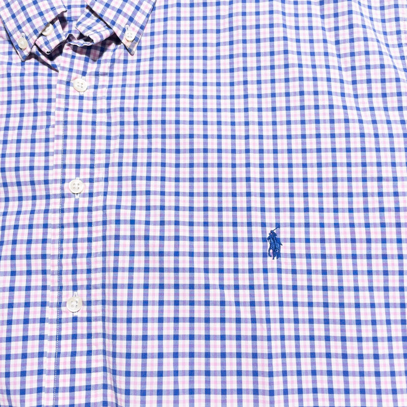 Polo Ralph Lauren Shirt 4XB Big Men's Button-Up Pink Blue Check Long Sleeve