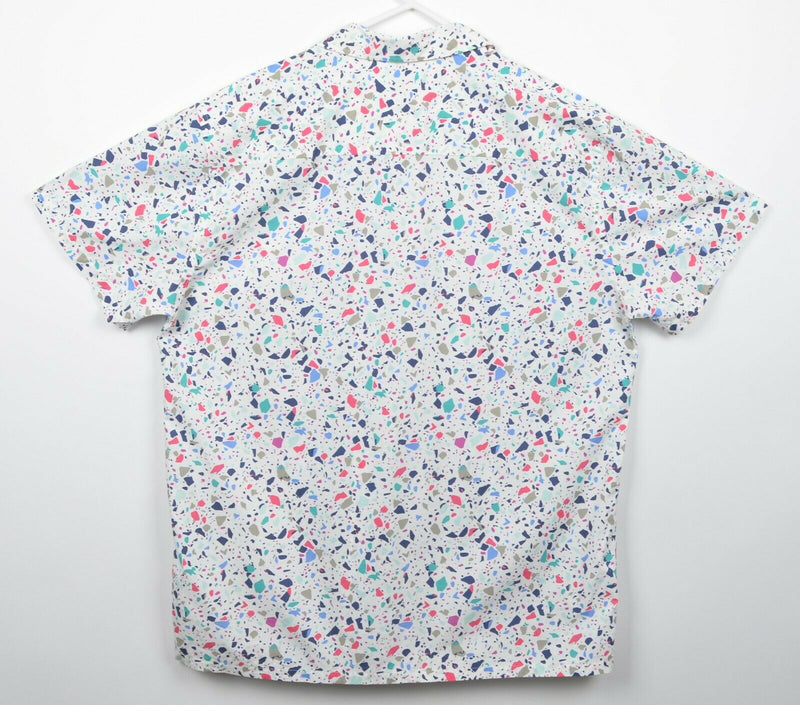 Finisterre Men's 2XL Multi-Color Geometric White Short Sleeve Button-Front Shirt