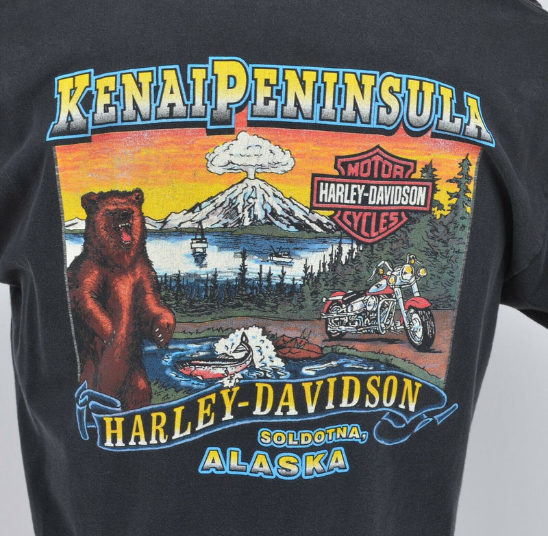 Vintage 1990s Harley-Davidson Men's Sz Medium/Large? Alaska Bear 3D Logo T-Shirt