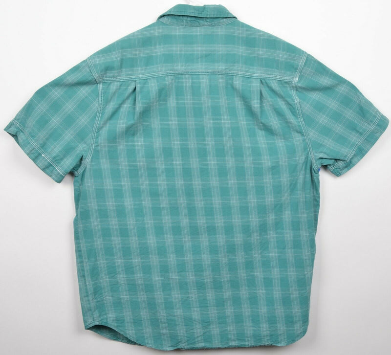 True Grit California Men's Medium Green Plaid Short Sleeve Button-Front Shirt