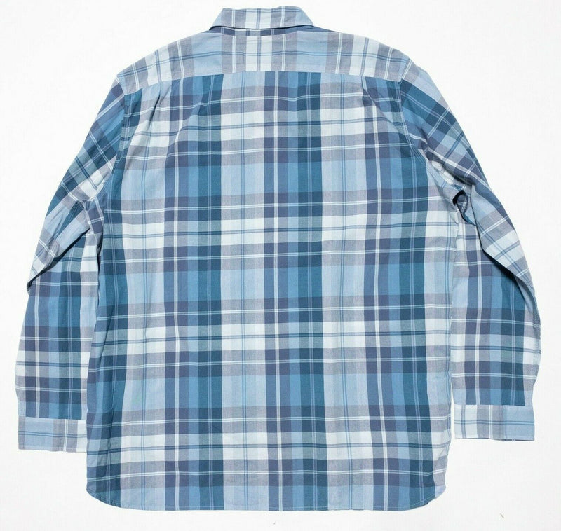 L.L. Bean Shirt Men's XXL Tall Long Sleeve Blue White Plaid Button-Front Casual