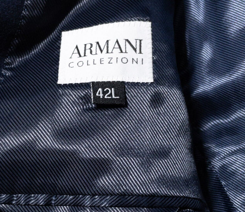 Armani Collezioni Blazer Men's 42L Long Navy Blue Two-Button Sport Coat Rayon