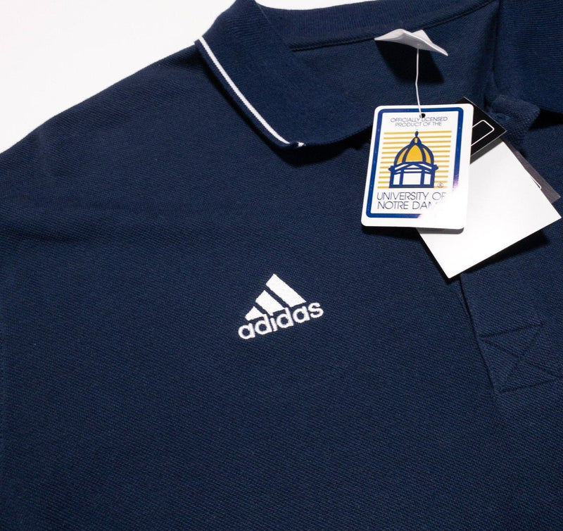 Notre Dame Adidas Polo Large Men's Shirt Navy Blue Logo Embroidered Short Sleeve