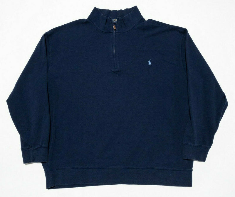 Polo Ralph Lauren Sweater 3XB Big Pullover 1/4 Zip Navy Blue Men's Long Sleeve