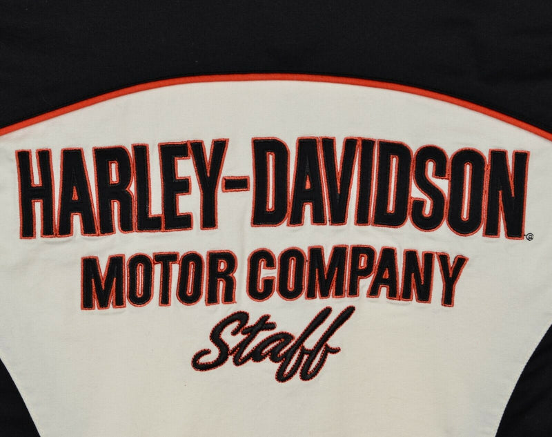 Harley Davidson Women's Sz Medium Staff Employee White Black Orange Snap Shirt