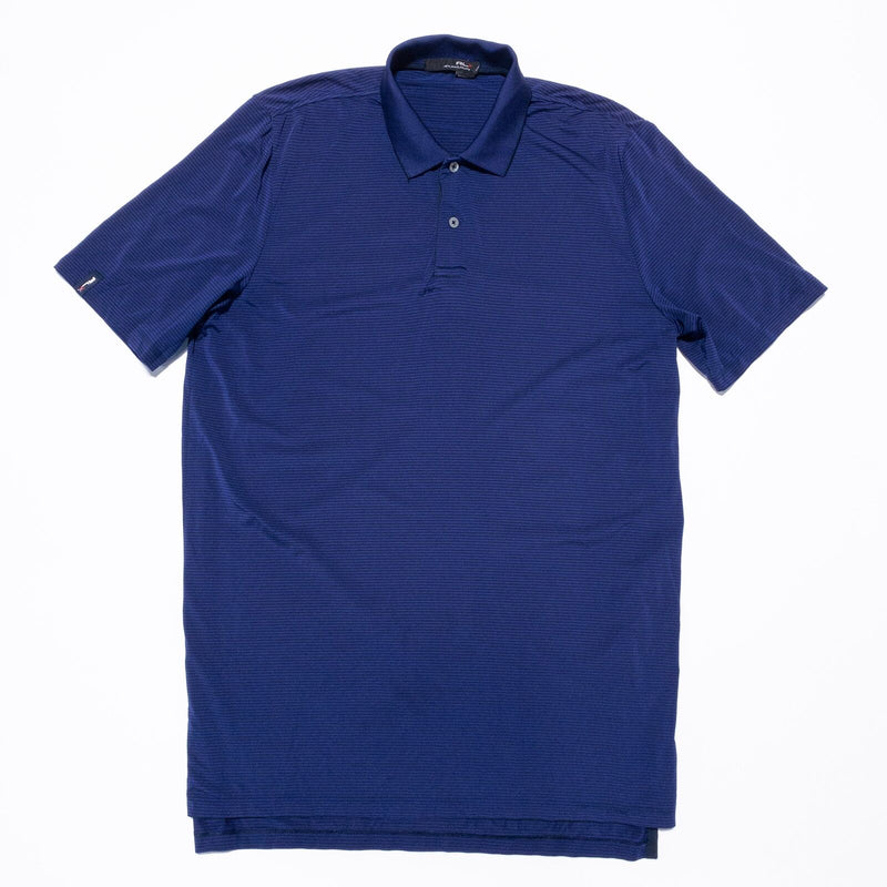 RLX Ralph Lauren Golf Medium Men's Polo Shirt Blue Striped Wicking Stretch Golf