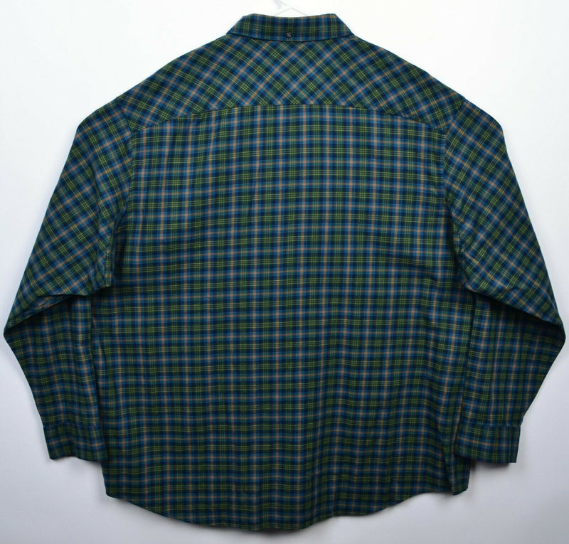 Duluth Trading Co Men's 2XL Cotton Wool Blend Green Blue Plaid Flannel Shirt