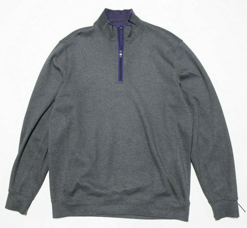 Bobby Jones 1/4 Zip Pullover Sweater Golf Gray Purple Pima Cotton Men's Large