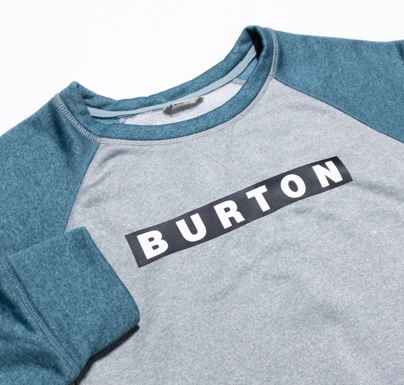 Burton Sweatshirt Men's Medium Pullover Crewneck Teal Gray Snowboard Outdoor