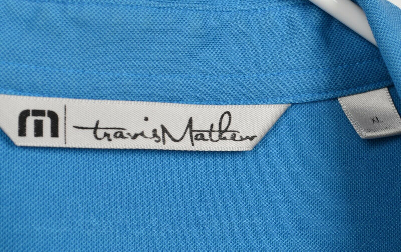 Travis Mathew Men's Sz XL Blue Red Stripe Pima Cotton Poly Blend Golf Polo Shirt