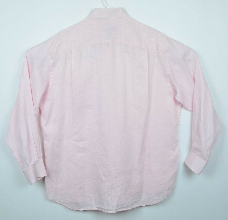 Scott Barber Men's Sz Large 100% Linen Solid Light Pink Long Sleeve Shirt