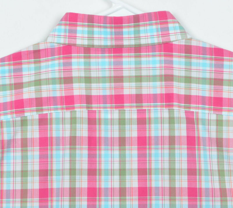 Bonobos Men's Sz Large Standard Fit Pink Green Blue Plaid Button-Down Shirt