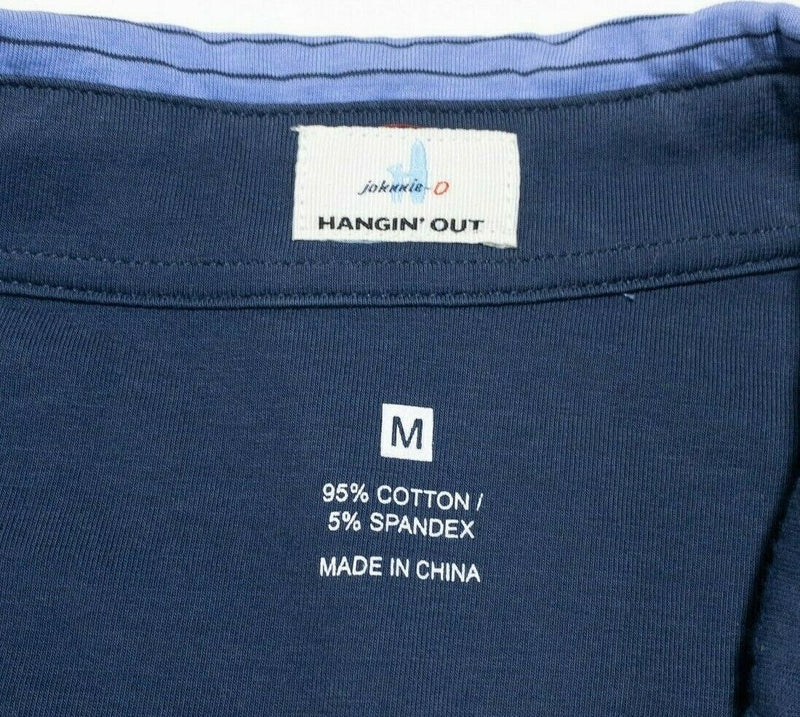 johnnie-O Hanging Out Polo Shirt Medium Men Blue Striped Pocket Preppy Original