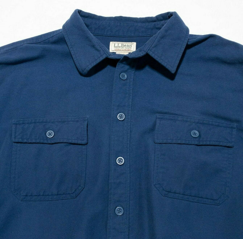 L.L. Bean Chamois Cloth Shirt Heavy Flannel Navy Blue Long Sleeve Men's 2XL