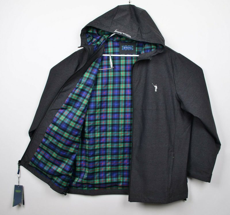William Murray Men’s Sz XL Gray Plaid Lined Full Zip Hooded Golf Jacket