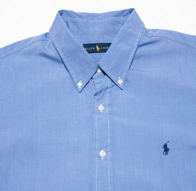 Polo Ralph Lauren Button-Down Shirt Solid Blue Oxford Dress Casual Men's 2XL