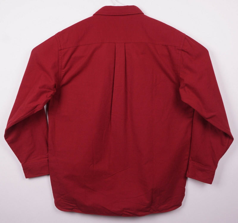 LL Bean Men's Large Traditional Fit Chamois Cloth Solid Red Button-Front Shirt