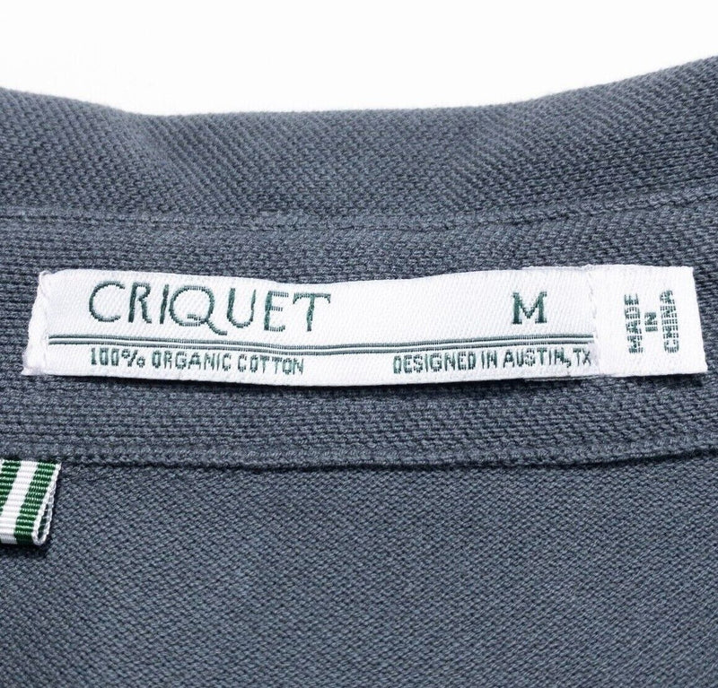 Criquet Polo Shirt Medium Men's Long Sleeve Dark Gray Logo Pocket Golf Casual