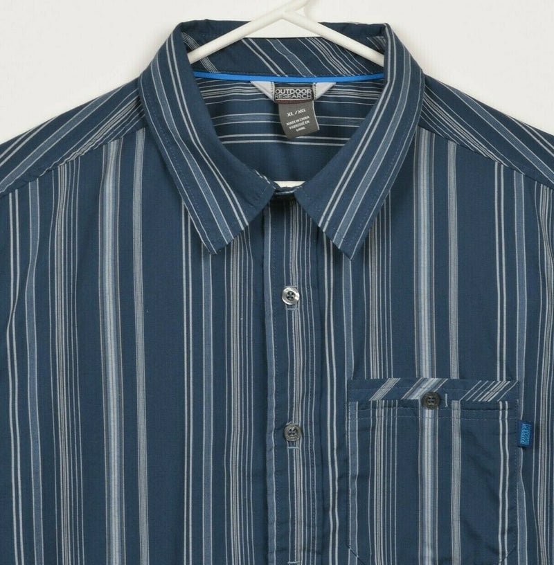 Outdoor Research Men's XL Navy Blue Striped Polyester Outdoor Short Sleeve Shirt