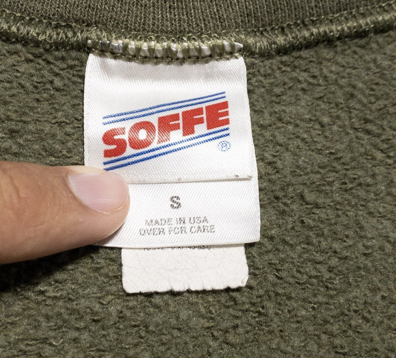 Vintage USMC Soffe Sweatshirt Men's Small Marines Crewneck Pullover Olive Green