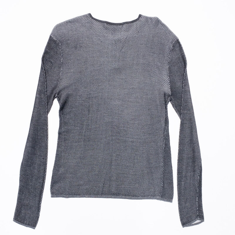 John Varvatos Silk Henley Shirt Men's Large Collection Gray Long Sleeve Knit