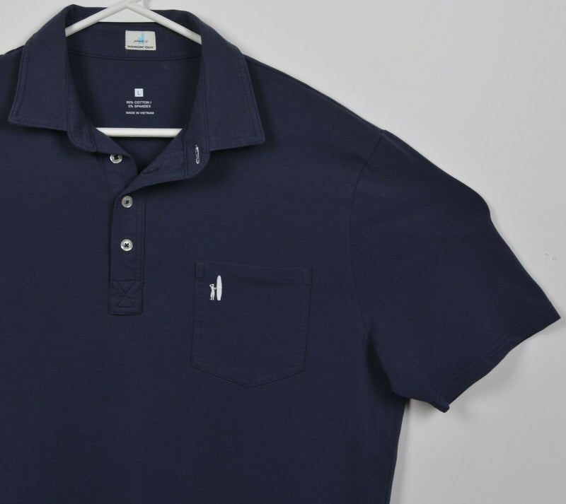 Johnnie-O Hangin' Out Men's Large Navy Blue Cotton Spandex Pocket Polo Shirt