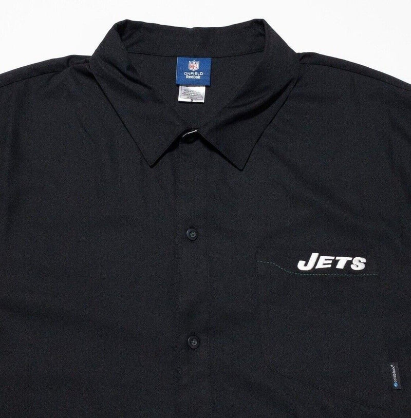 New York Jets Reebok Shirt 2XL Mens Short Sleeve Button-Front NFL Coach Sideline