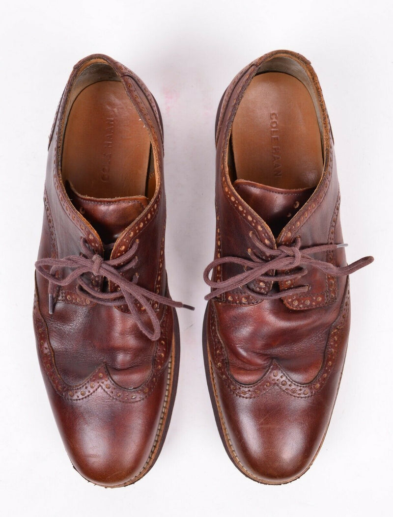 Cole Haan Men's 12 M LunarGrand Brown Leather Wing Tip Shoes C13197