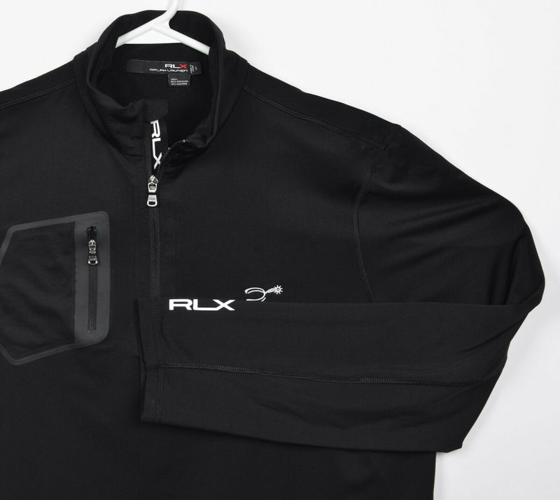 RLX Ralph Lauren Men's Large Black 1/4 Zip Wicking Lightweight Golf Jacket