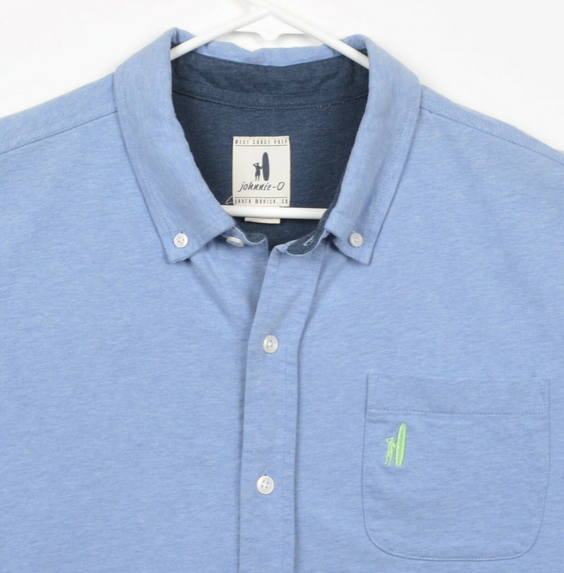 Johnnie-O Men's Sz Large Blue Button-Down Surfer Logo Pocket Short Sleeve Shirt
