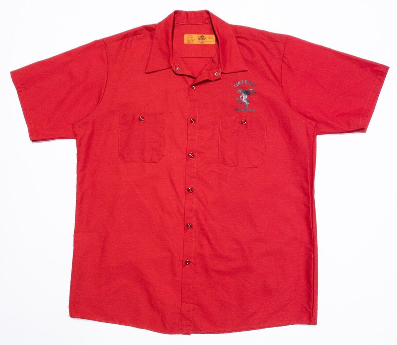 Fireball Red Kap Shirt XL Men's Delivery Driver Uniform Red Whiskey Button-Front