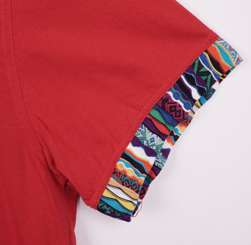 Vtg 90s COOGI Sport Men's Sz Large Red Textured Sweater Pocket Polo Shirt