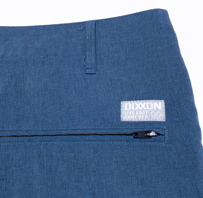 Dixxon Flannel Co Shorts Mens 38 Solid Blue Wicking Stretch Polyester Flat Front