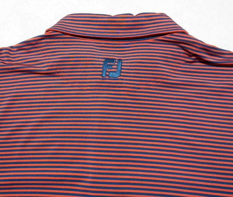 FootJoy Golf Shirt XL Men's Polo Orange Blue Striped Wicking Stretch Performance