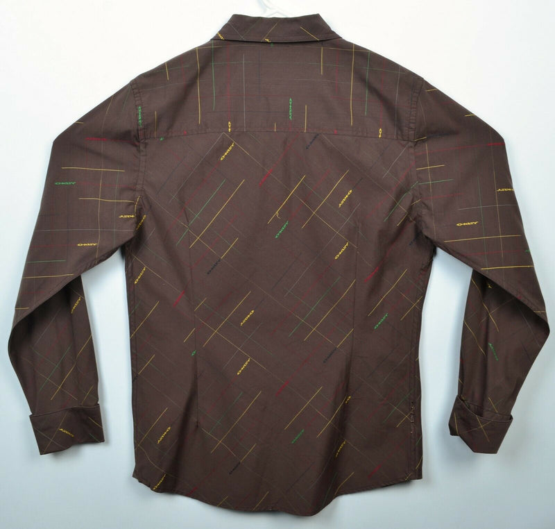 Oakley Men's Large Brown Colorful Stitch French Cuff Button-Front Shirt