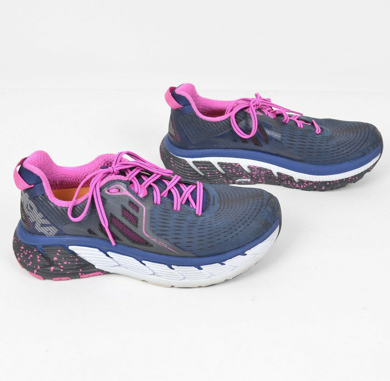 Hoka One One Women's 8.5D Gaviota Wide Navy Blue Pink Lace-Up Running Shoes
