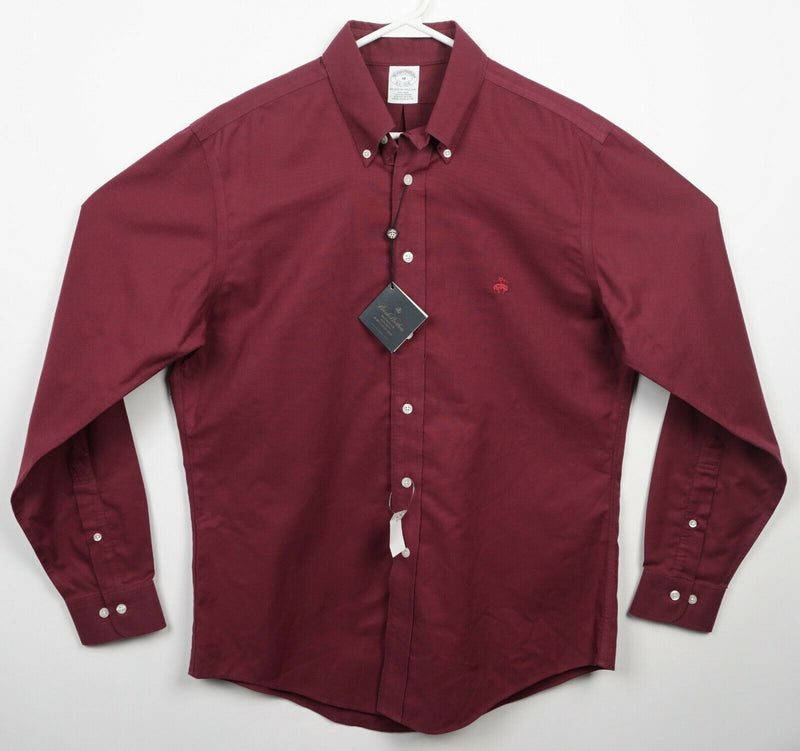 Brooks Brothers Men's Medium Solid Red Sheep Logo Non-Iron Button-Down Shirt