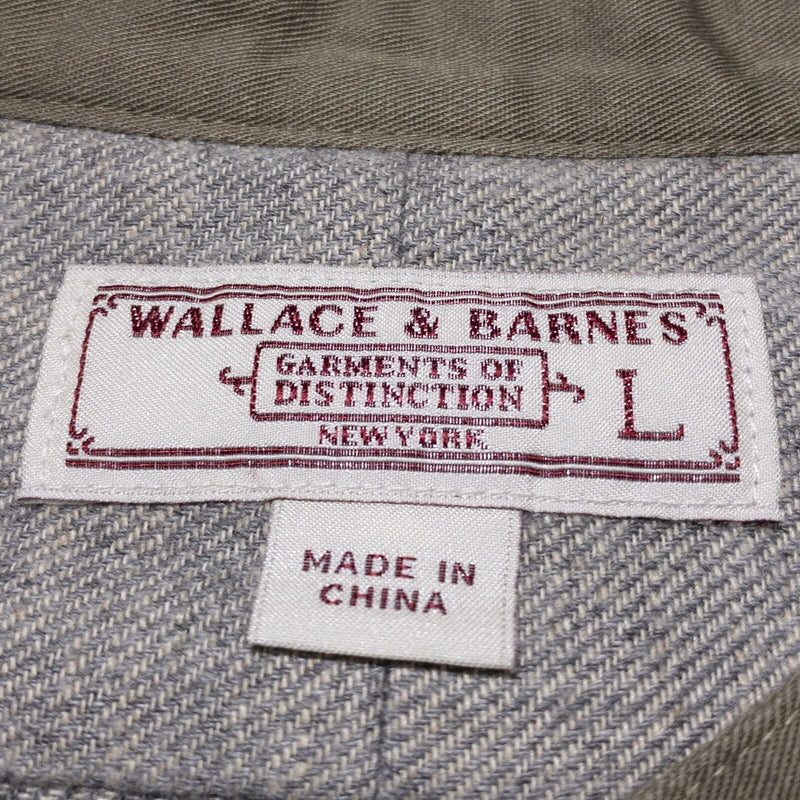 Wallace & Barnes Band Collar Shirt Men's Large Linen Wool Blend Gray Long Sleeve