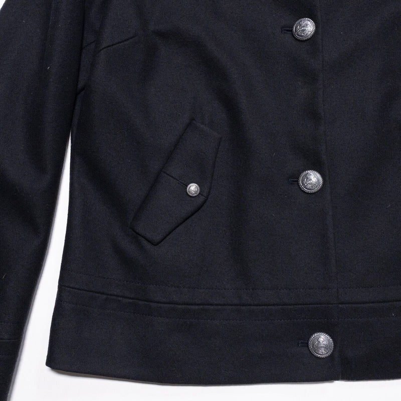 Faconnable Jacket Women's Large Wool Blend Button-Up Collared Black Designer