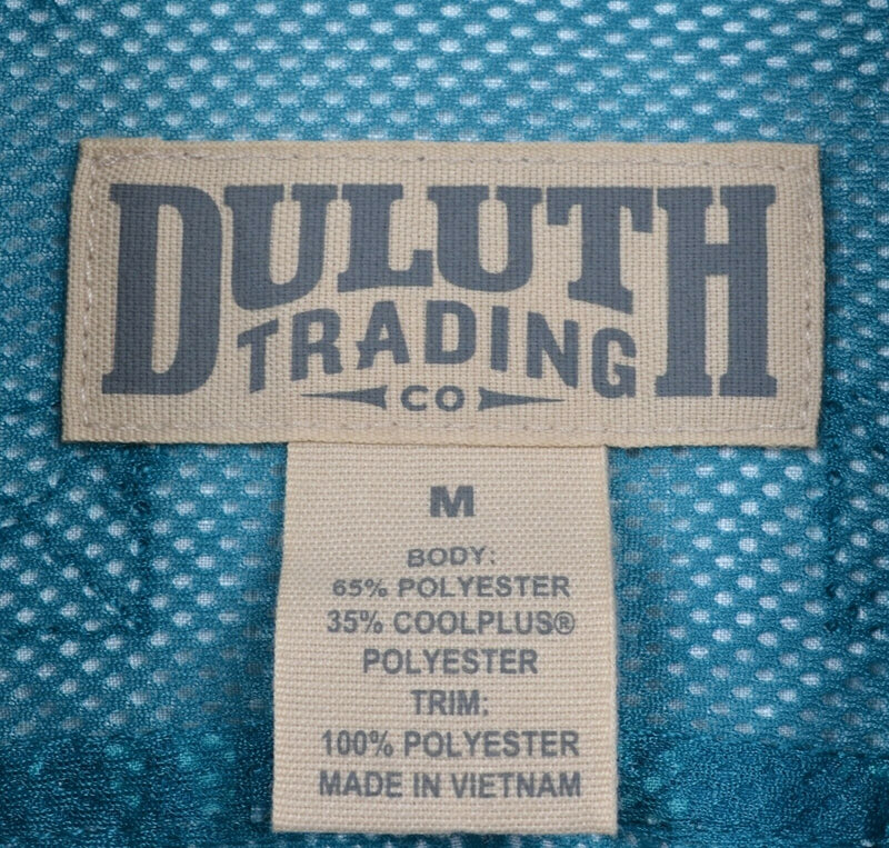 Duluth Trading Co. Men's Medium Floral Blue Teal CoolPlus Vented Fishing Shirt