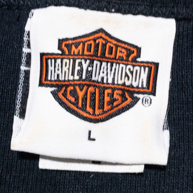 Harley-Davidson Corset Tank Women's Large Y2K Black Logo Chrome Biker Vintage