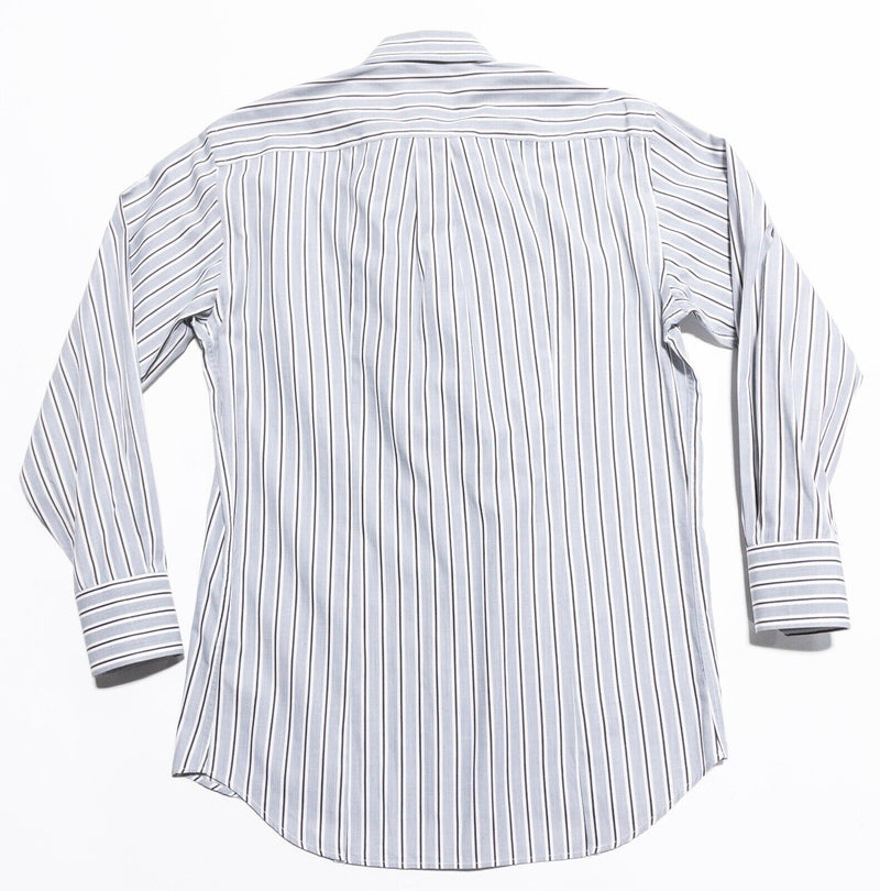 Canali Dress Shirt Men's 15/38 Striped Button-Down Gray Italy Designer