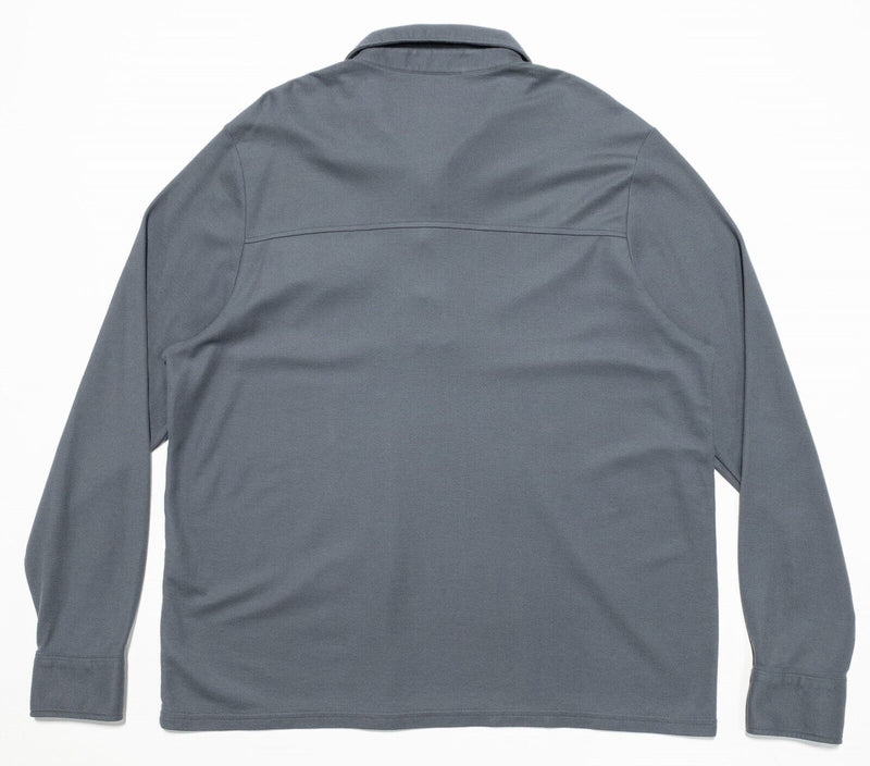 Criquet Long Sleeve Polo 2XL Men's Shirt Solid Gray Pocket Logo Golf Casual